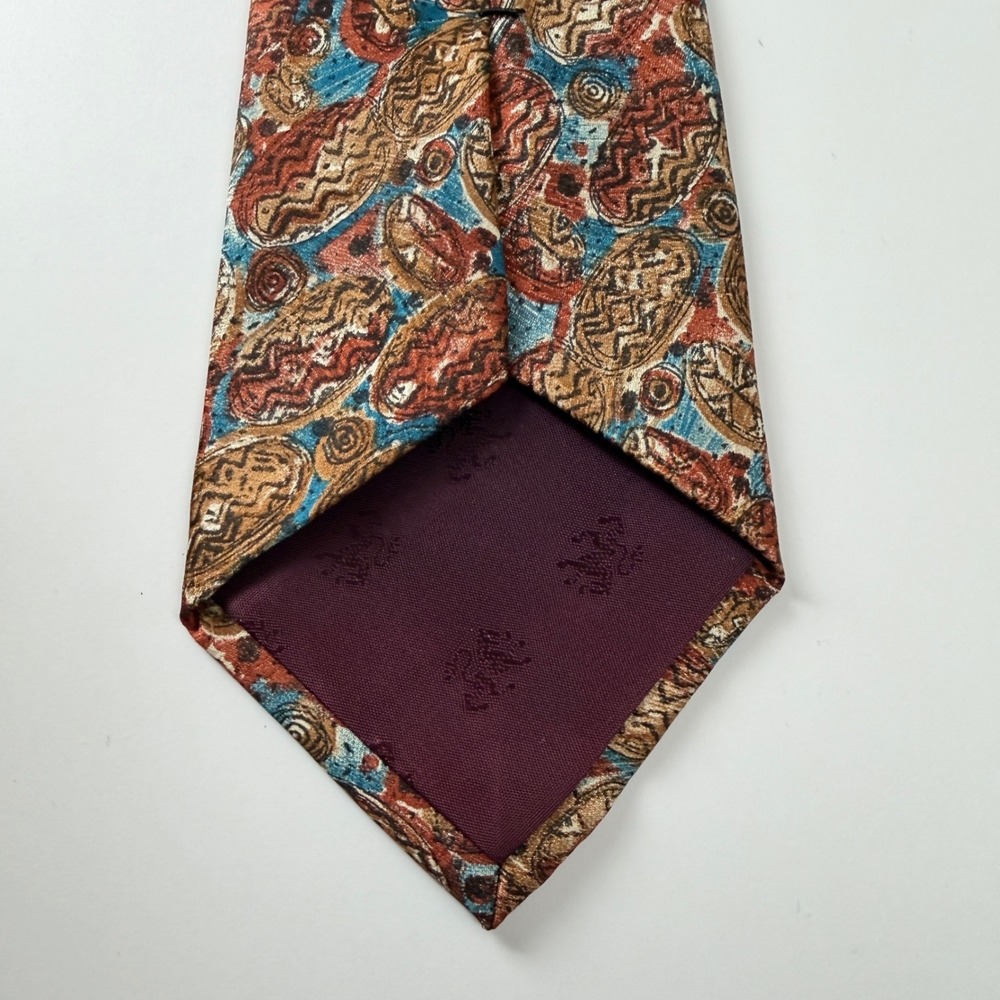 Vintage Saks Fifth Avenue Multicolor Abstract Geometric Silk Tie USA - Picture 6 of 8